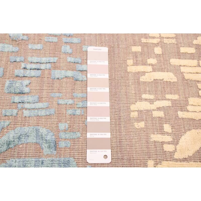 ECARPETGALLERY Hand Loomed Elysian Taupe Viscose, Wool Rug - 8'1 x 9'11