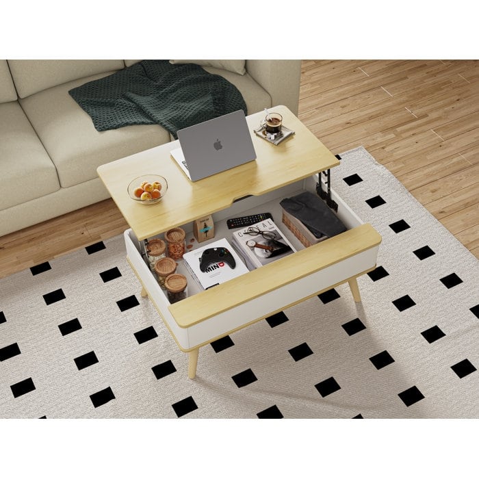 Elevatelux Rectangle Lift Top Square Coffee Table With Storage 37 x 23.5''