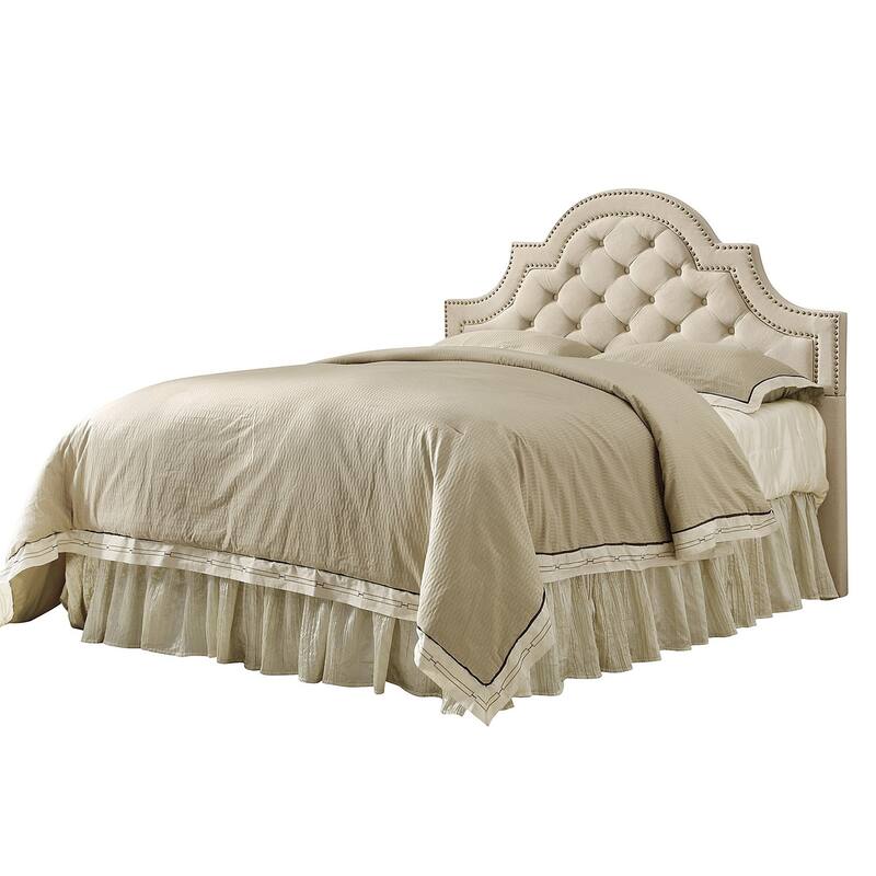 Richmond King Size Tufted Nailhead Trim Beige Fabric Headboard Bed