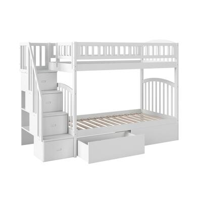 Westbrook Staircase Bunk Twin over Twin with 2 Urban Bed Drawers in White