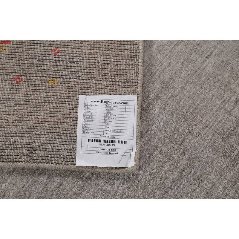Tribal Gabbeh Indian Area Rug Handmade Silk Carpet - 8'0"x 9'8"