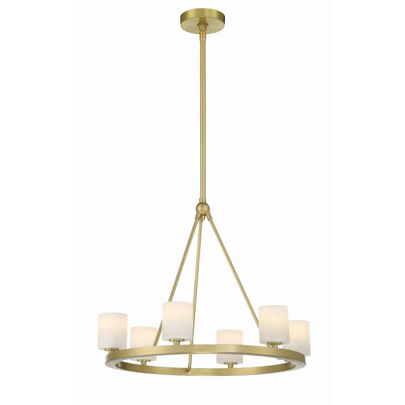 Aragon 6 Light Soft Brass Chandelier - 22.75"W x 18"H x 24"D