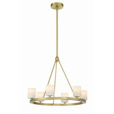 Aragon 6 Light Soft Brass Chandelier - 22.75"W x 18"H x 24"D