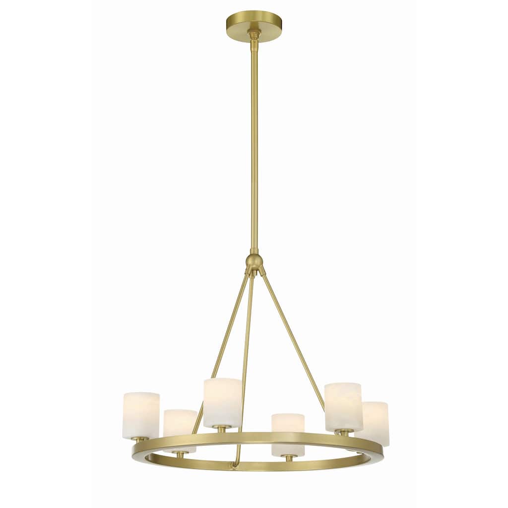 Aragon 6 Light Soft Brass Chandelier - 22.75"W x 18"H x 24"D