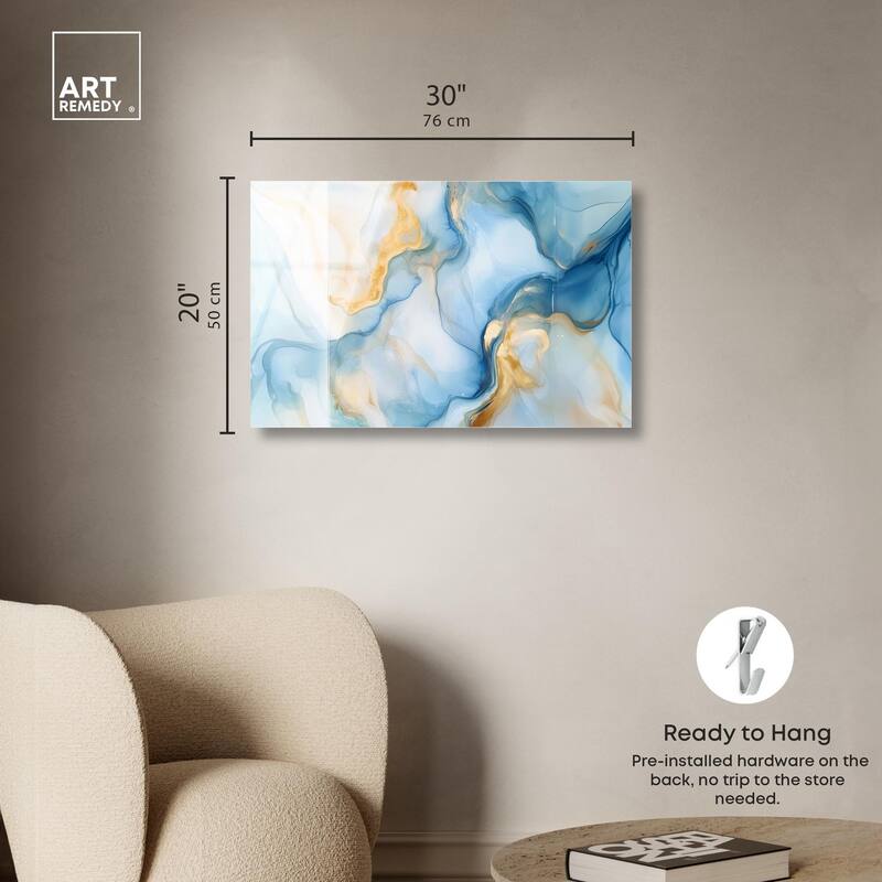 Blue Veined Gold Acrylic by Art Remedy, Ready to Hang