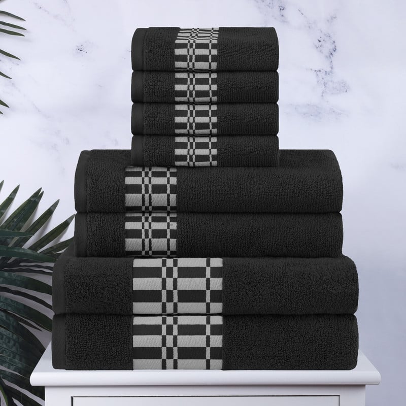 Superior Larissa Cotton Embroidered Geometric Border 8-Piece Towel Set