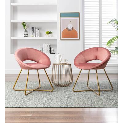Porthos Home Reine Leisure Accent Chairs Set of 2, Velvet Upholstery, Gold Legs