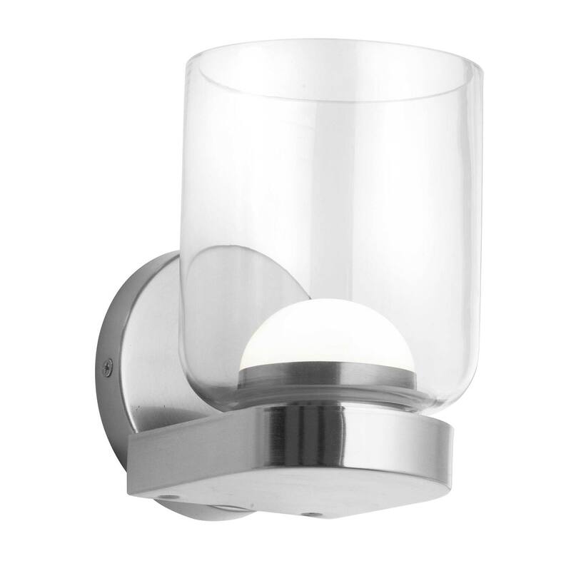 Modern Wall Sconce Chrome Clear Glass Shade 10W Dimmable Light Fixture - 6.75