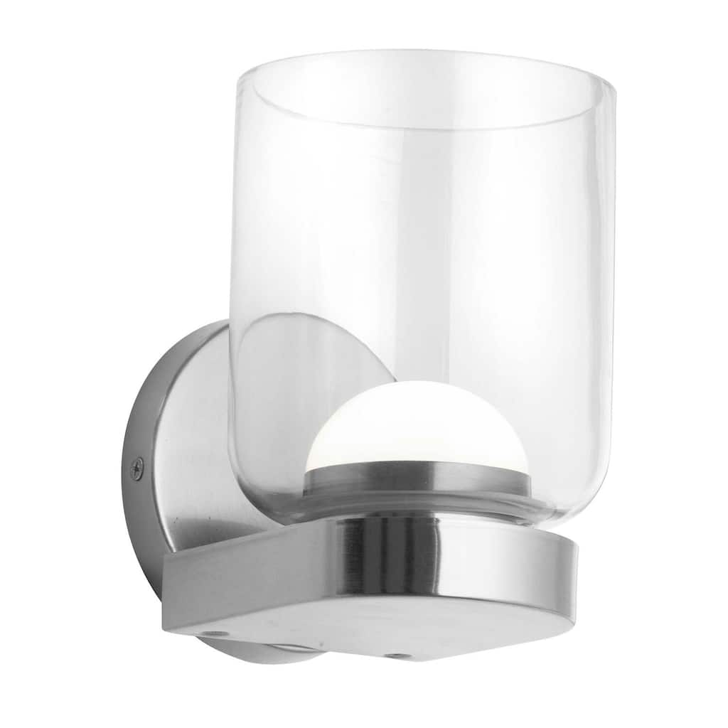 Modern Wall Sconce Chrome Clear Glass Shade 10W Dimmable Light Fixture - 6.75