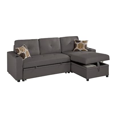 Dorris Fabric Upholstered Sectional with Cup Holders