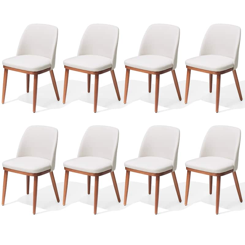 Crestlive Products Upholstered Wood Dining Chairs with Wood Legs - Beige - 8PC