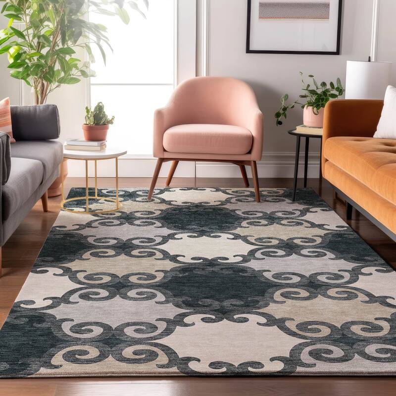 Premium Washable Super Soft Ornate Scroll Mayfield Rug - Gray - 3' x 5'