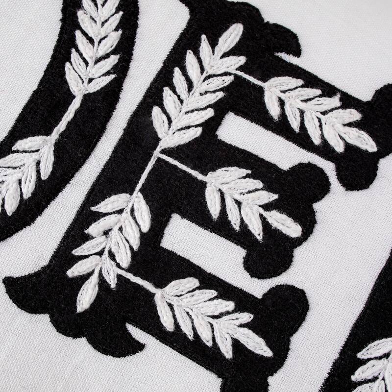 HGTV Home Collection "Noel" Embroidery And Applique Cotton Pillow With Flange Details, Grey, 22in