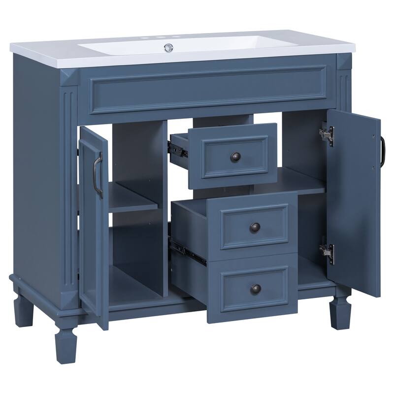 36'' Bathroom Vanity with Top Sink,2 Soft Closing Doors and 2 Drawers