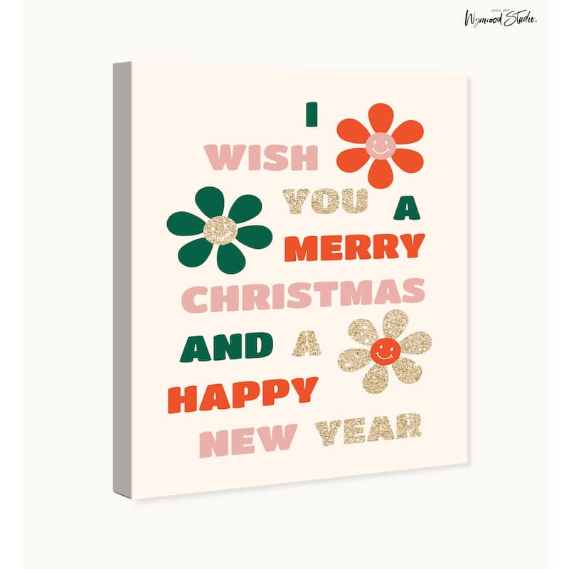 Wynwood Studio Canvas Holiday and Seasonal My Wish for You Glitter Gold Modern & Contemporary Wall Art Canvas Print