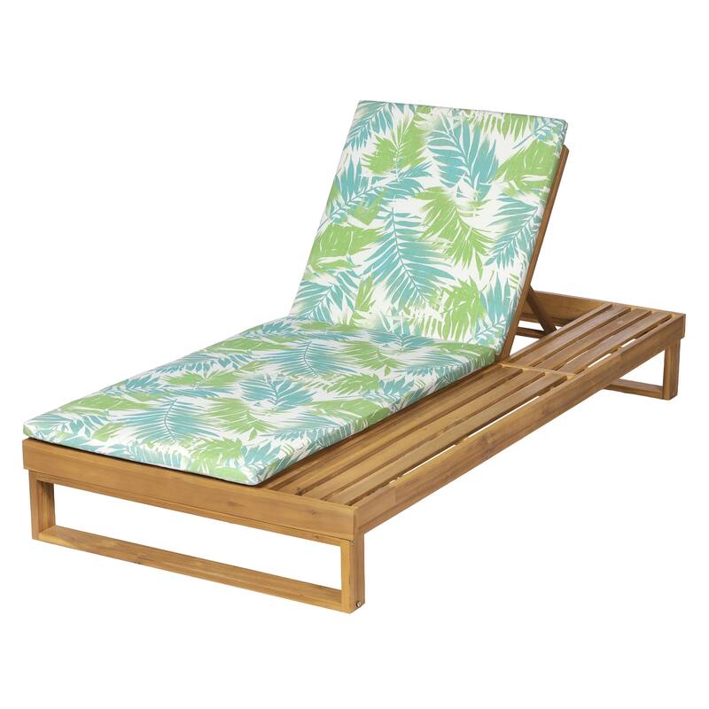 Christopher Knight Home - Modern Outdoor Acacia Wood Chaise Lounge with 4-Position Adjustable Backrest & 2-Fold Cushion