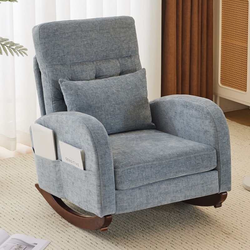 Upholstered Rocking Chair - Blue