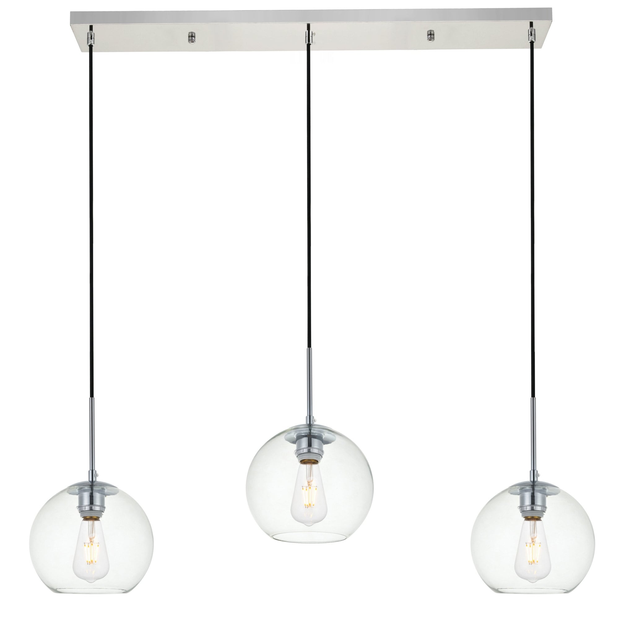 Elegant Lighting Baxter 3 Light 36" Wide Linear Pendant with Clear