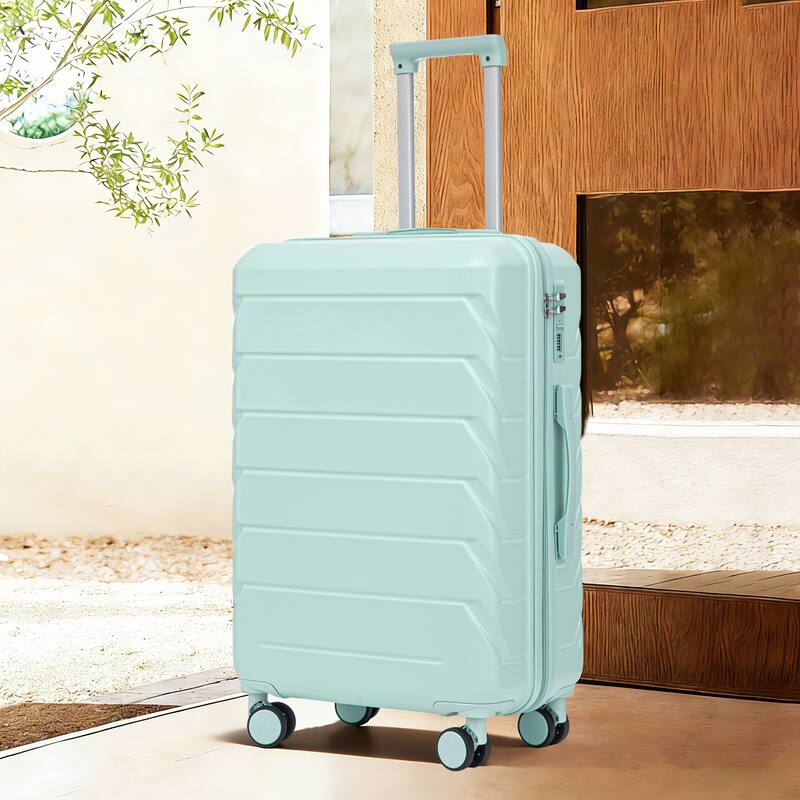 28 Inch Large Checked Luggage, Scratch Resistant Surface Four Multi-Directional Wheels, With Combination Lock and Side Hooks