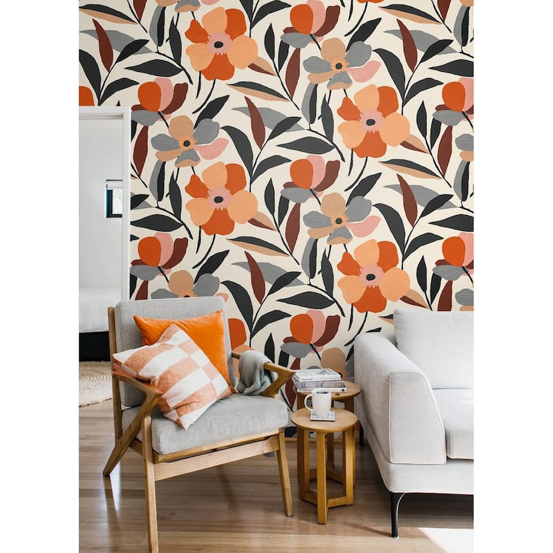 NextWall Garden Block Floral Peel and Stick Wallpaper
