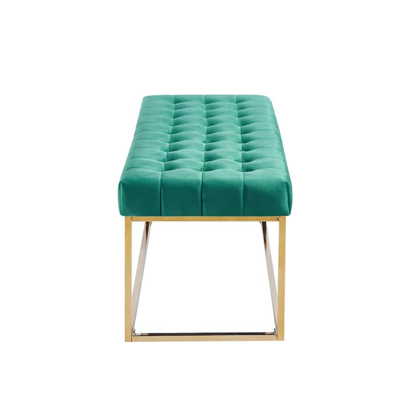 Porthos Home Wenn Tufted Velvet Bench with Gold Chrome Legs