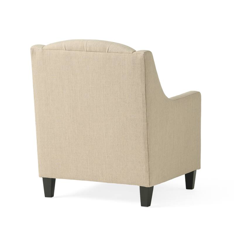 Beige 29.6" Button Tufted Arm Chair with Ottoman