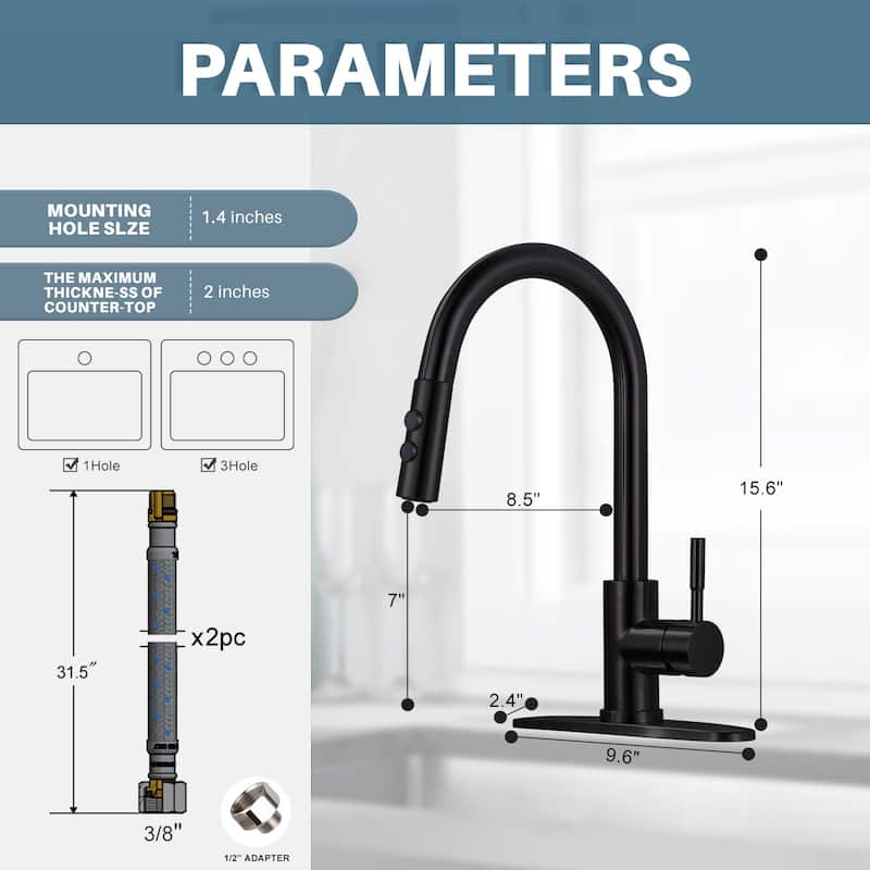 WOWOW Three Spray Mode Pull-Down Kitchen Faucet