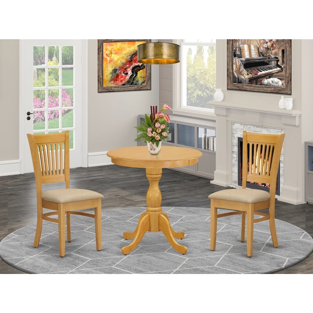 Modern 3-Piece Dining Set - Dining Table & 2 Chairs - Oak Finish - Kitchen Table Set for Elegant Dining Rooms