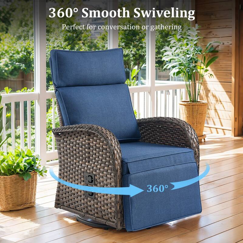 Pocassy Swivel Reclining Chair Lounge Chair with Adjustable Backrest