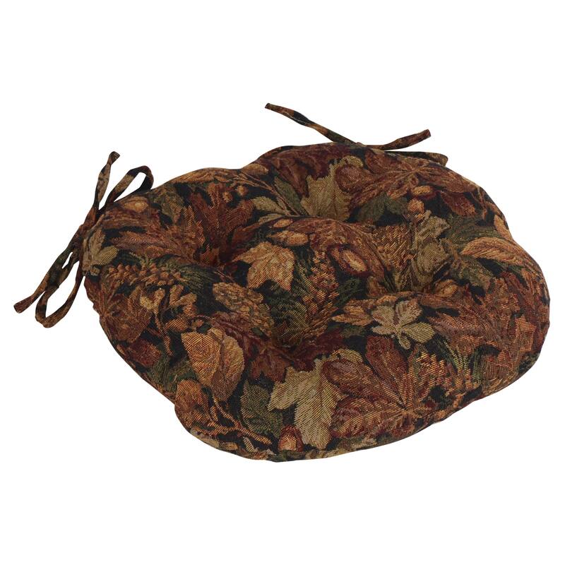 16-Inch Round Woven Tapestry Tufted Chair Cushions (Set of 2 or 4) - 16 x 16
