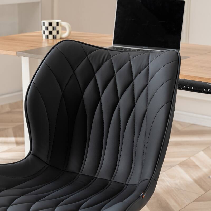 Faux Leather Office Chair with Wheels, Upholstered Task Chair