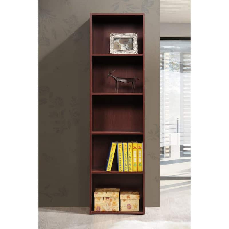 59" Mahogany Brown Multipurpose Bookcase with 5-Shelves