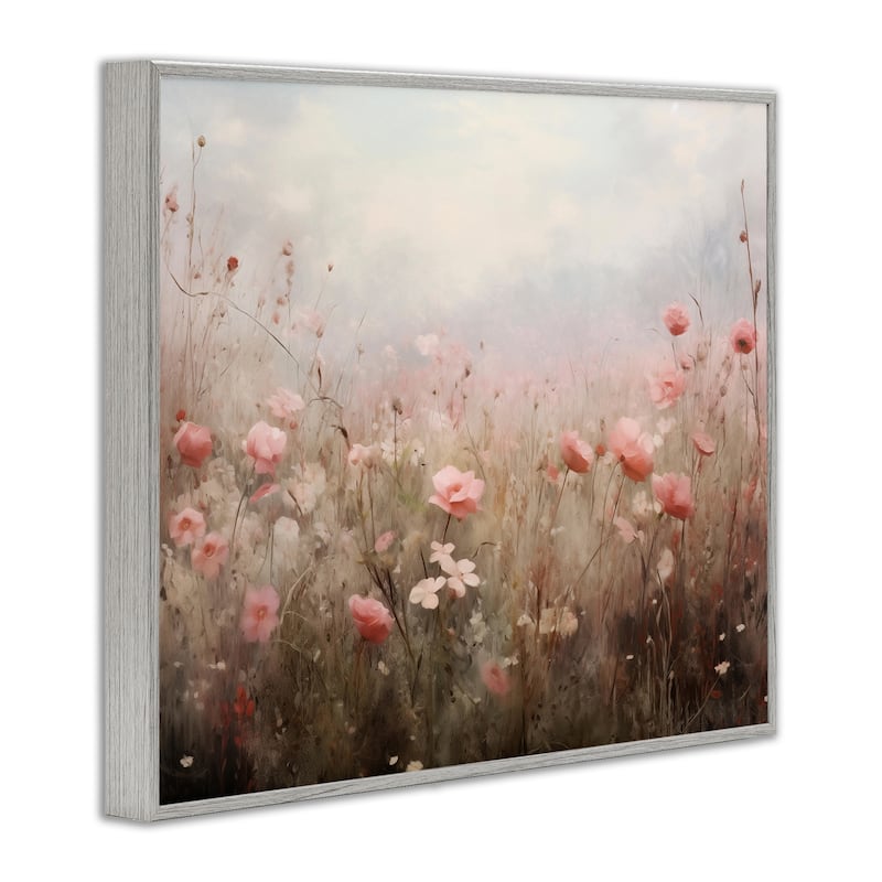 Stupell Pastel Pink Meadow Flowers Framed Giclee Art Design By Arlington Prints