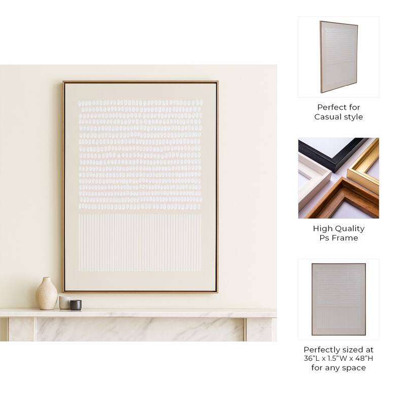 Decorative Framed Textured Dots and Lines Wall Art - 48", Ivory