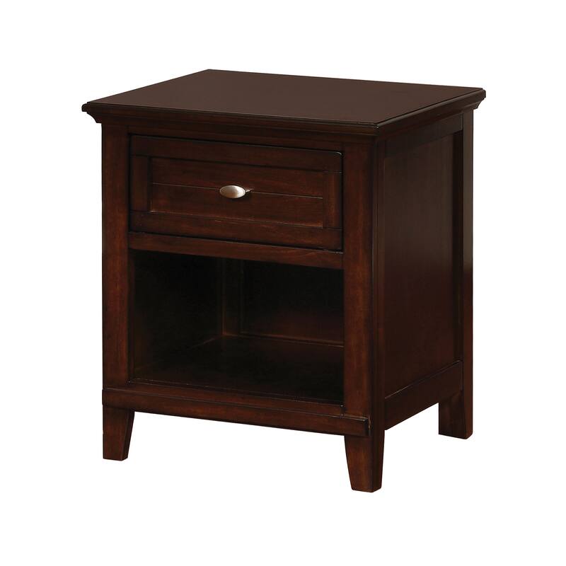 Dospat Transitional Wood 1-Drawer Lower Open Shelf Nightstand by Furniture of America