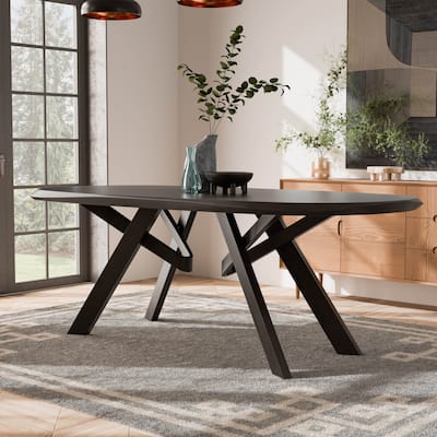 Furniture of America Abigail VI Mid-Century Modern Handfinished Solid Wood 83-inch Oval Dining Table