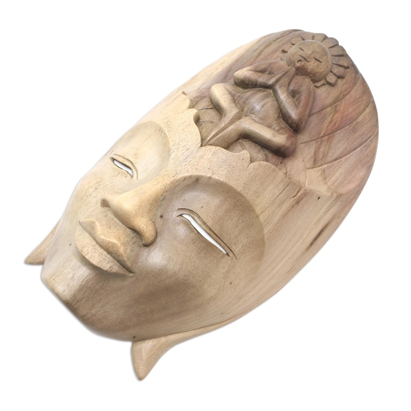 Novica Handmade Meditation Center Wood Mask