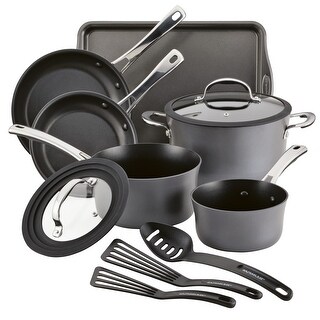 Hard Anodized Nonstick Cookware Set, 11-Piece, Black - Bed Bath ...