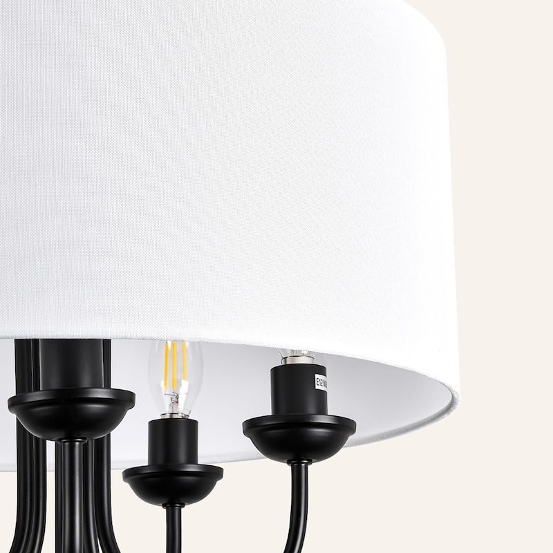 5-Light Linen Semi Flush Mount Light - Matte Black