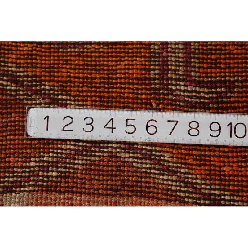 Orange Tribal Oushak Oriental Vintage Runner Rug Handmade Wool Carpet - 3'2"x 10'3"
