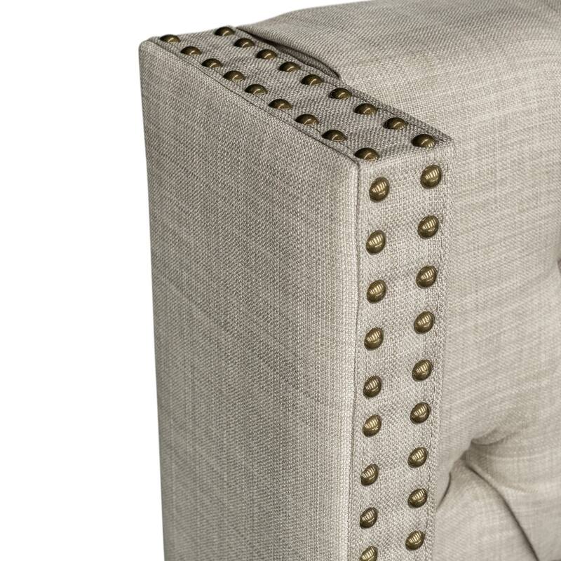 Madison Park Baldwin Upholstered Wingback Headboard with Button Tufting & Nailhead Trim