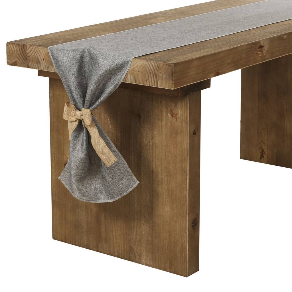 Gray Burlap Table Runner 14 x 84 Inch with Bow Ties for Farmhouse