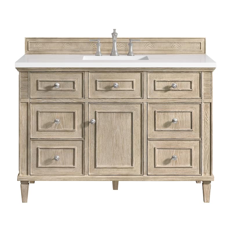 James Martin Vanities 424-V48-3WZ Lorelai 48" Single Basin Wood Vanity - Whitewashed Oak - Oak Finish