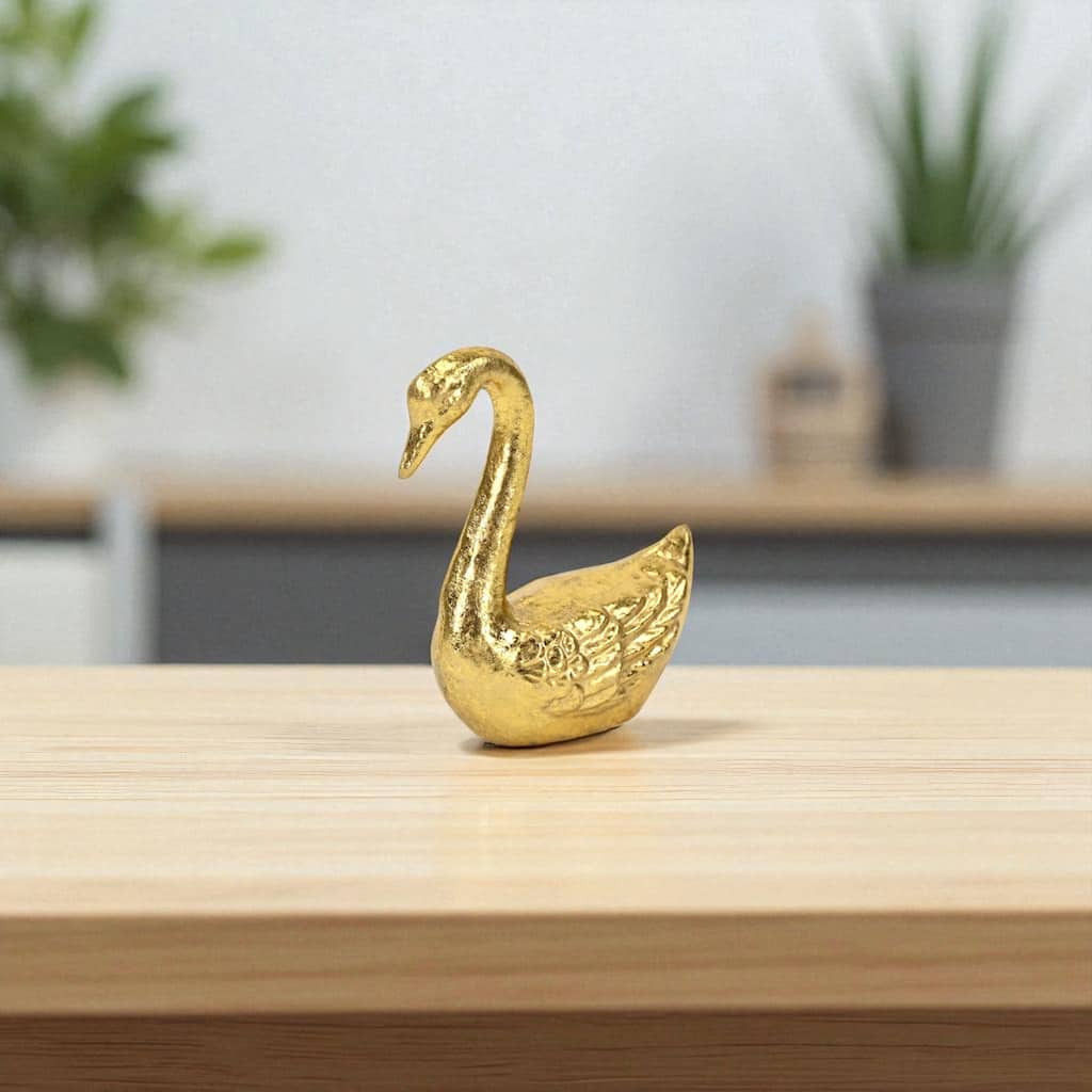 Thalassa 4.25" Cast Iron Swan Figurine - Gold - N/A