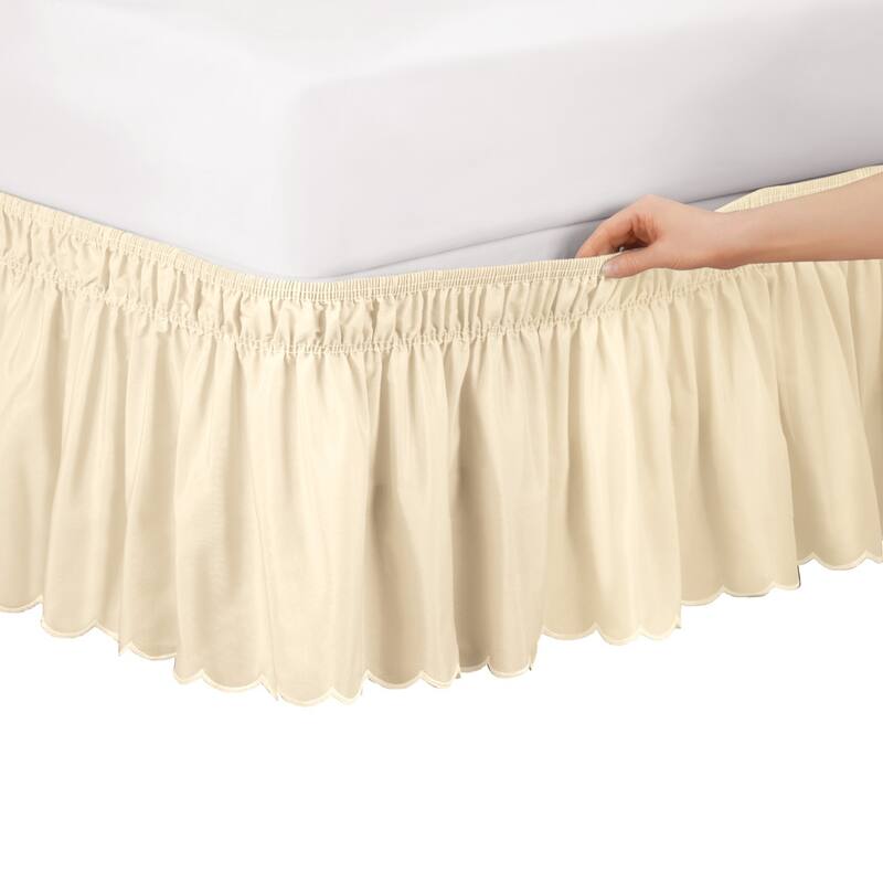 Scalloped Wrap Ruffle Bedskirt - Ivory - Twin/Full