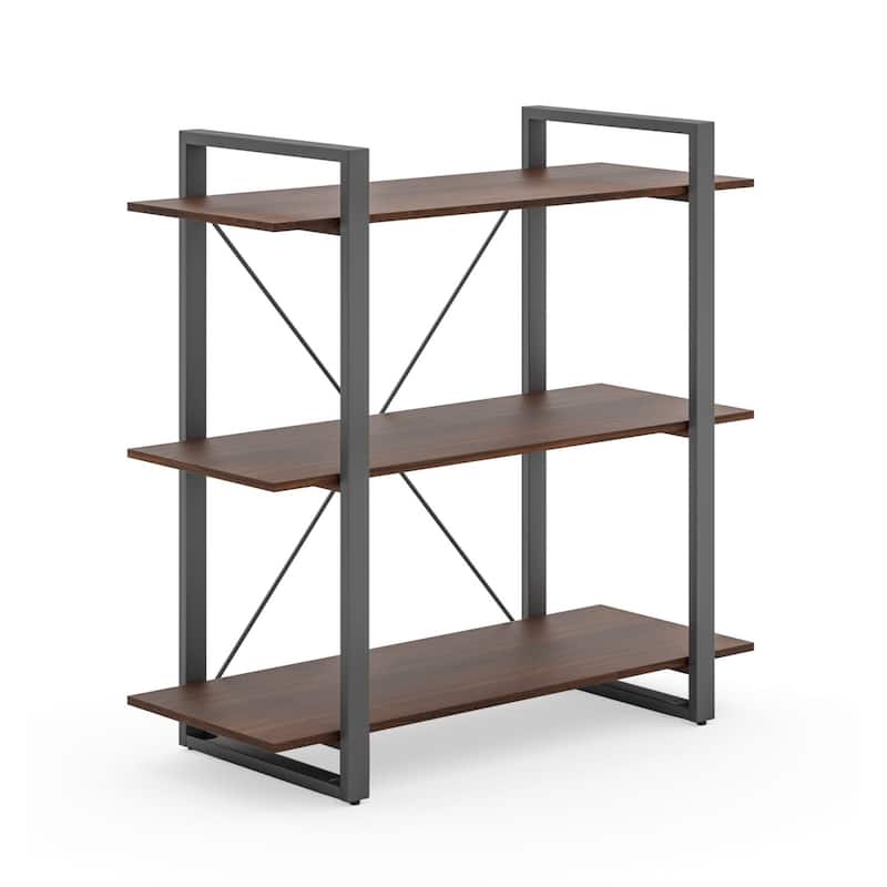 Homestyles Merge Brown Wood Three-Shelf Bookcase - 36' x 15' x 35'