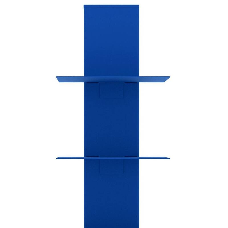 HomeRoots 38" Blue Metal Six Shelf Modern Tower Bookcase