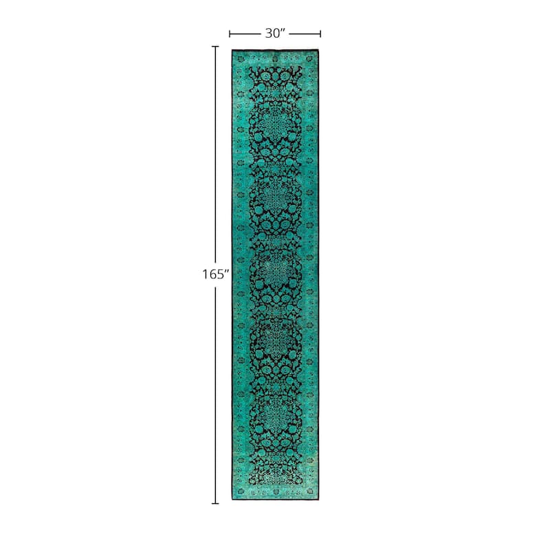 Contemporary Overdyed Wool Hand Knotted Runner - 2' 6" x 13' 9"