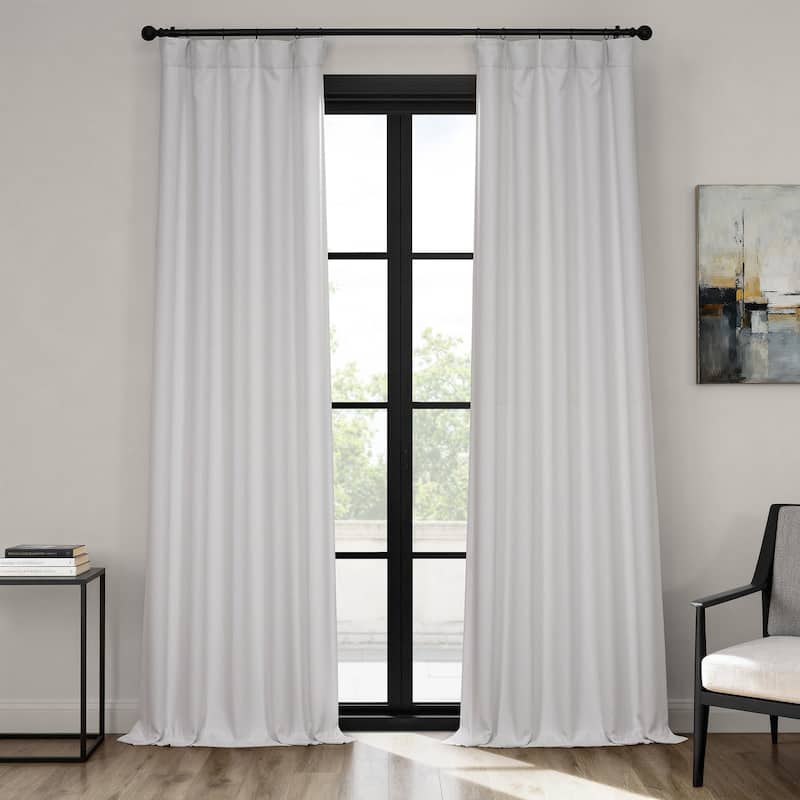 Exclusive Fabrics Textured Faux Linen Room Darkening Curtains for Bedroom & Living Room Curtains (1 Panel) - 50 X 84 - Oyster