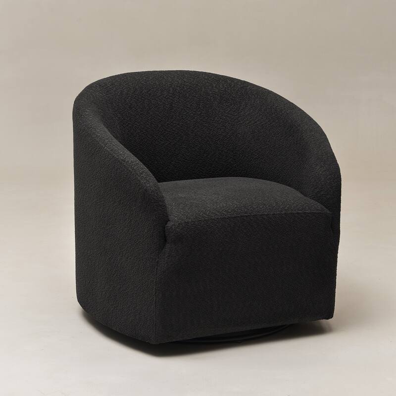 KINWELL 32"W Boucle Upholstered Swivel Barrel Accent Armchair